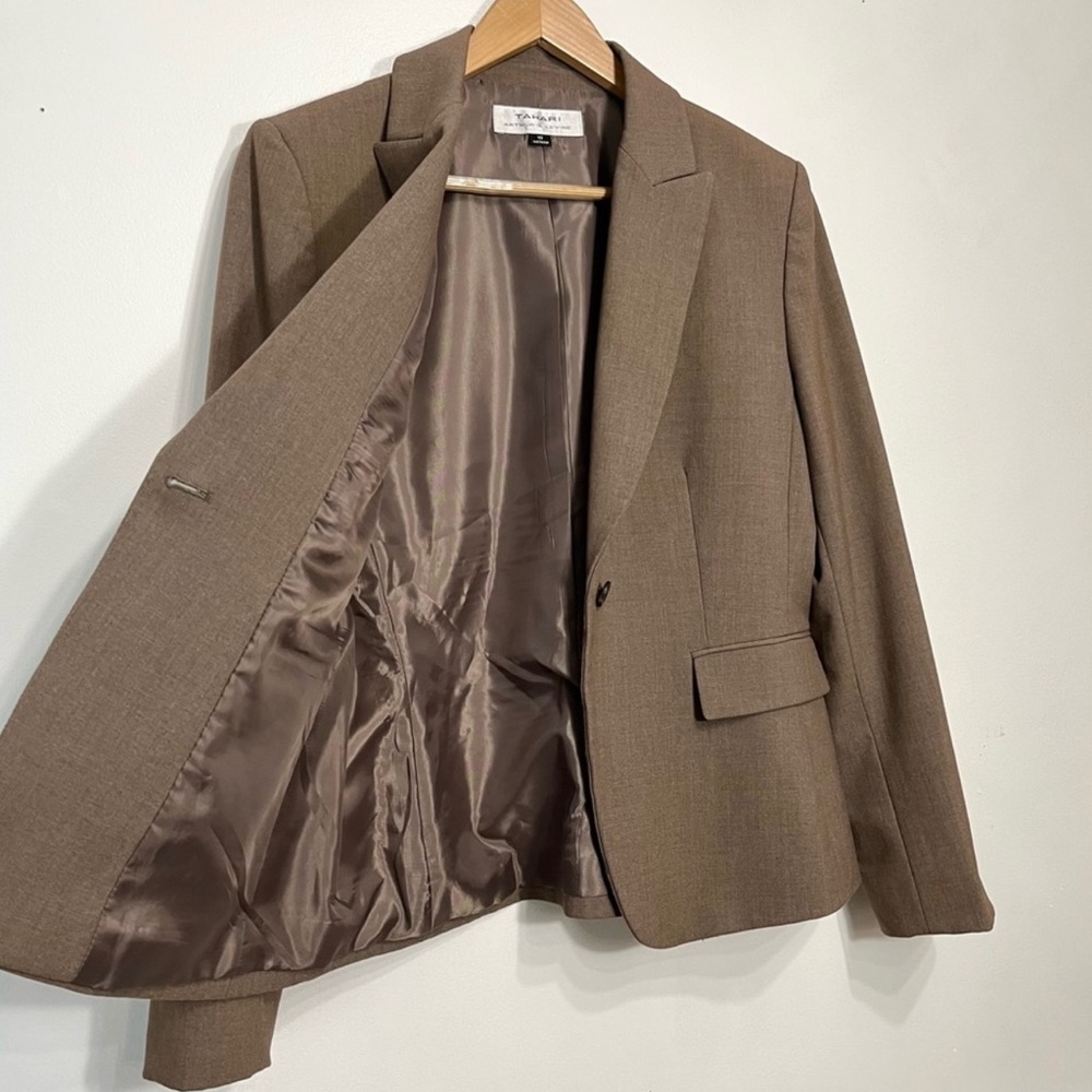 Tahari Brown Women's Single-Button Tailored Blazer